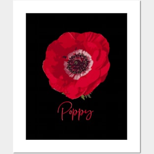 Red PopFlower With Po Script Text Posters and Art